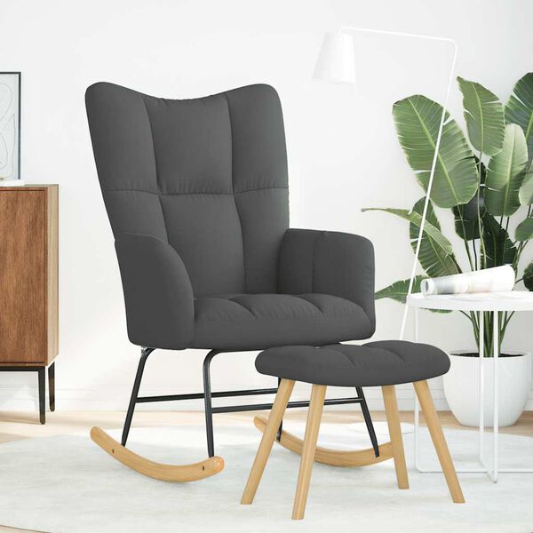 vidaXL sötétszürke szövet hintaszék lábtartóval