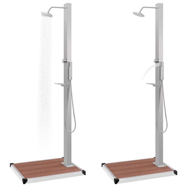 vidaXL kültéri WPC és rozsdamentes acél zuhany és zuhanytálca