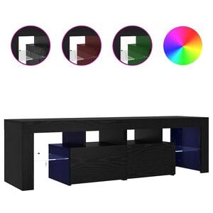 vidaXL fekete t&ouml;lgy szerelt fa TV-szekr&eacute;ny LED-ekkel 140x36,5x40 cm