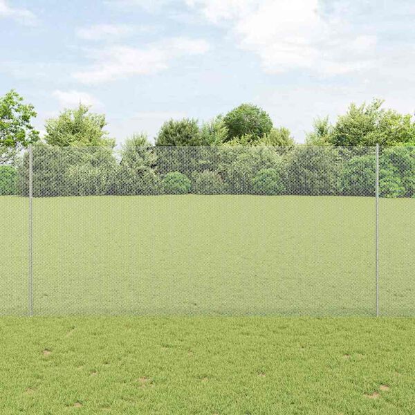 vidaXL Ker&iacute;t&eacute;s oszlopokkal Ez&uuml;st 1,6 x 25 m Ac&eacute;l