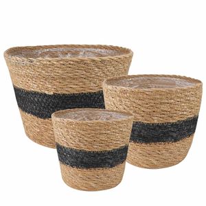 vidaXL 3 db Term&eacute;szetes &eacute;s Fekete &Oslash;26 x 19 cm 100% Tengeri fű