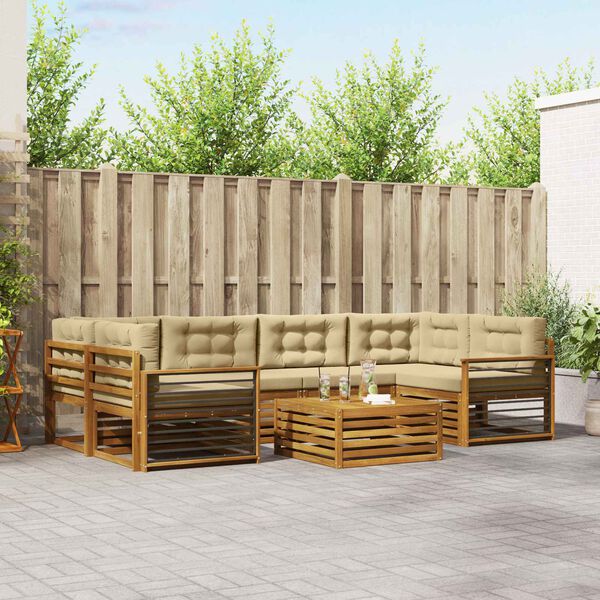 vidaXL K&uuml;lt&eacute;ri kanap&eacute; szett p&aacute;rn&aacute;val 8 pcs Term&eacute;szetes &eacute;s b&eacute;zs