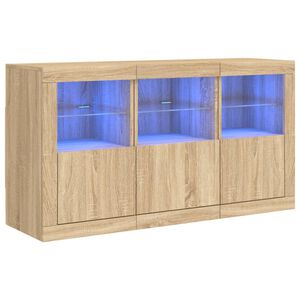 vidaXL sonoma t&ouml;lgy sz&iacute;nű t&aacute;lal&oacute;szekr&eacute;ny LED-vil&aacute;g&iacute;t&aacute;ssal 123x37x67 cm