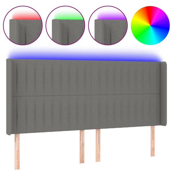 vidaXL s&ouml;t&eacute;tsz&uuml;rke sz&ouml;vet LED-es fejt&aacute;mla 183x16x118/128 cm
