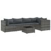 vidaXL 6 r&eacute;szes sz&uuml;rke polyrattan kerti &uuml;lőgarnit&uacute;ra p&aacute;rn&aacute;kkal