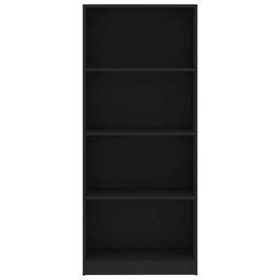 vidaXL 4-szintes fekete forgácslap könyvszekrény 60 x 24 x 142 cm
