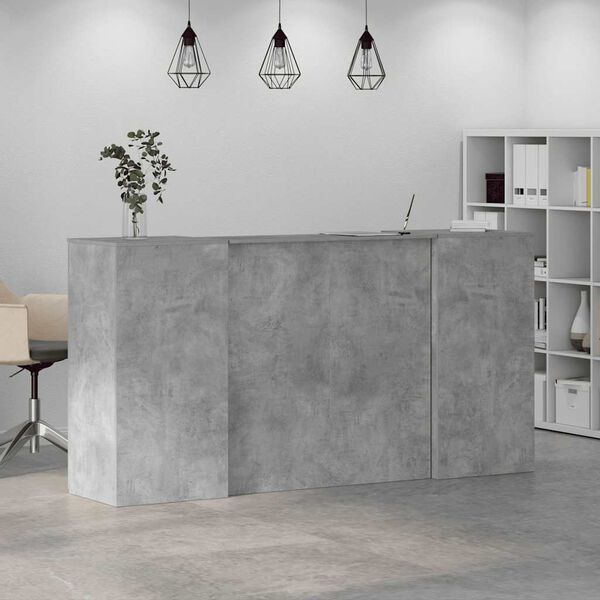 vidaXL recepci&oacute;s pult betonsz&uuml;rke 200x50x103,5 cm szerelt fa