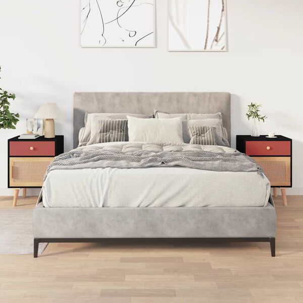 vidaXL 2 db fekete szerelt fa &eacute;jjeliszekr&eacute;ny 40x30x55 cm