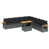 vidaXL 11 r&eacute;szes fekete polyrattan kerti &uuml;lőgarnit&uacute;ra p&aacute;rn&aacute;kkal