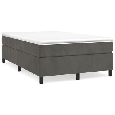vidaXL sötétszürke bársony rugós ágy matraccal 120x190 cm