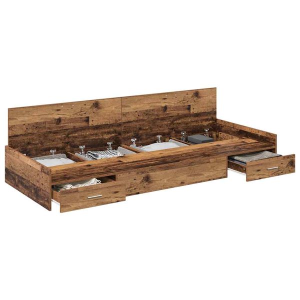 vidaXL Ágykeret fejtámlával fiókkal Öreg fa 80 x 200 cm Faanyag