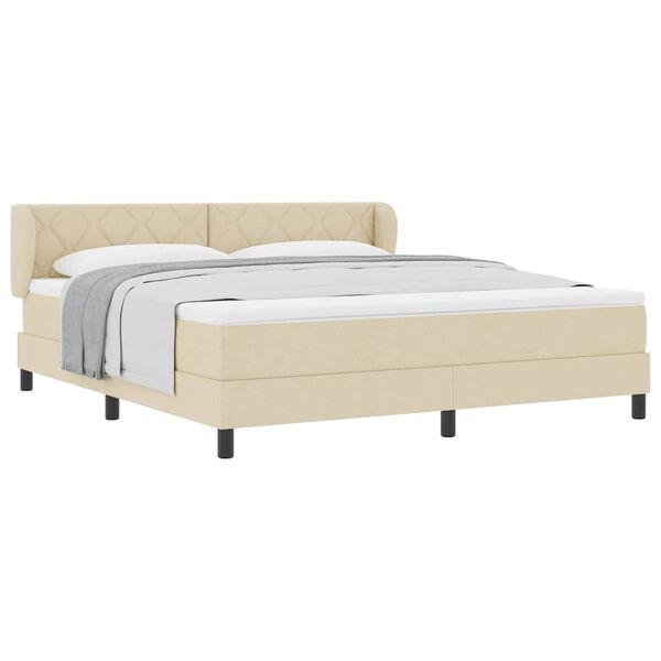 vidaXL Boxspring &aacute;gy matraccal matracmal Kr&eacute;m 180 x 200 cm sz&ouml;vet