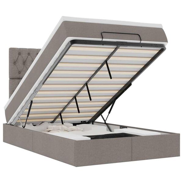 vidaXL Oszmán ágykeret matraccal tópszín 120x200cm szövet