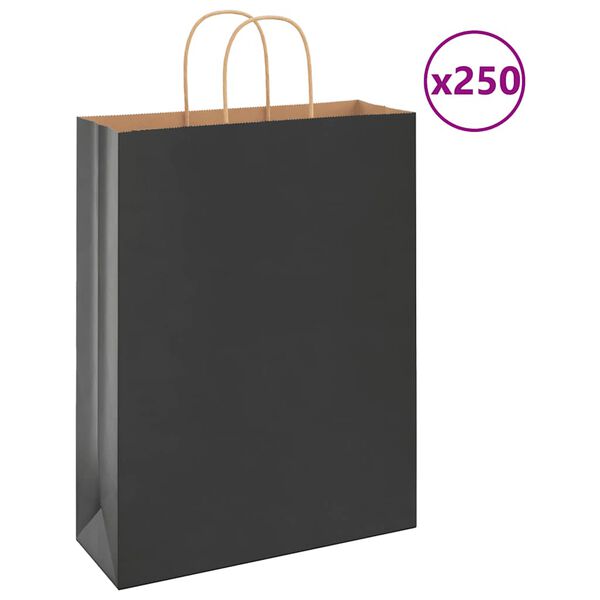 vidaXL 250 db fekete pap&iacute;rzacsk&oacute;k foganty&uacute;kkal 32x12x42 cm