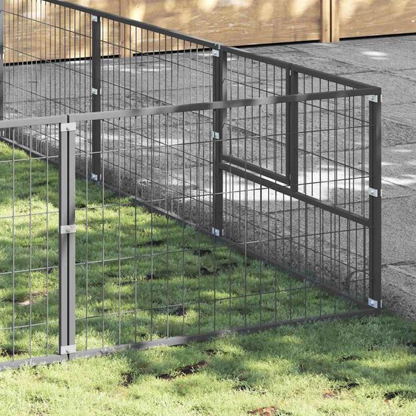 vidaXL ez&uuml;stsz&iacute;nű ac&eacute;l kutyakennel 42 m&sup2;