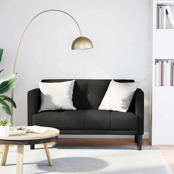vidaXL fekete sz&ouml;vet loveseat kanap&eacute; 111 cm