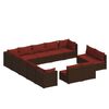 vidaXL 13 r&eacute;szes barna polyrattan kerti &uuml;lőgarnit&uacute;ra p&aacute;rn&aacute;kkal