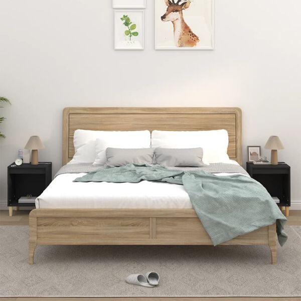 vidaXL 2 db fekete éjjeliszekrény 40 x 35 x 50 cm