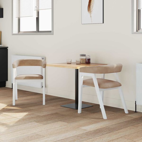 vidaXL &Eacute;tkező Sz&eacute;kek 2 pcs Feh&eacute;r 54 x 57 x 73 cm T&ouml;m&ouml;r gumi fa