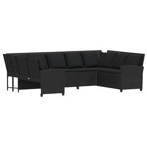 vidaXL fekete polyrattan kerti kanap&eacute; p&aacute;rn&aacute;kkal