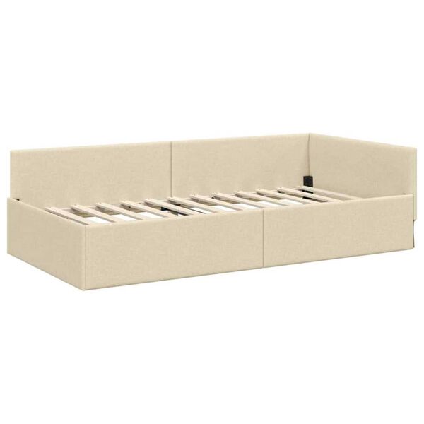 vidaXL Sarokágy keret fejtámlával Krém 80 cm x 200 cm Bársony