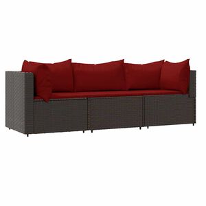 vidaXL 3 r&eacute;szes barna polyrattan kerti &uuml;lőgarnit&uacute;ra p&aacute;rn&aacute;val