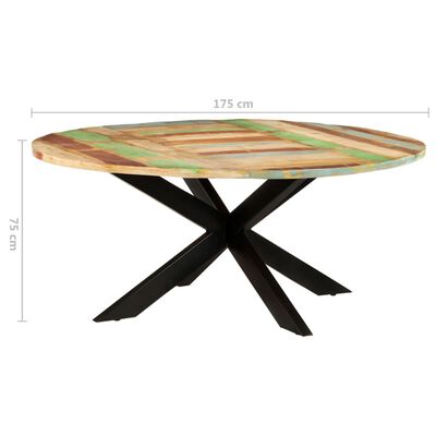 vidaXL kerek tömör újrahasznosított fa étkezőasztal 175 x 75 cm