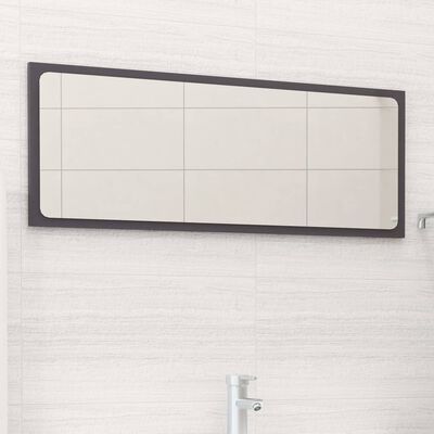 vidaXL magasfényű szürke forgácslap fürdőszobatükör 90 x 1,5 x 37 cm