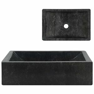 vidaXL magasf&eacute;nyű fekete m&aacute;rv&aacute;ny mosd&oacute;kagyl&oacute; 45 x 30 x 12 cm