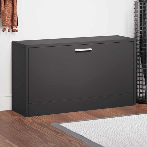 vidaXL fekete cipőpad 80 x 24 x 45 cm r&eacute;tegelt f&aacute;b&oacute;l