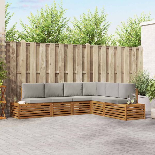 vidaXL K&uuml;lt&eacute;ri kanap&eacute; szett 6 Darab Term&eacute;szetes &eacute;s Vil&aacute;gossz&uuml;rke