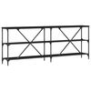vidaXL Konzolasztal polcokkal Fekete tölgy 200 x 30 x 75 cm Faanyag
