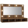 vidaXL barna t&ouml;lgy sz&iacute;nű t&uuml;kr&ouml;s szekr&eacute;ny LED-ekkel 90 x 31,5 x 62 cm