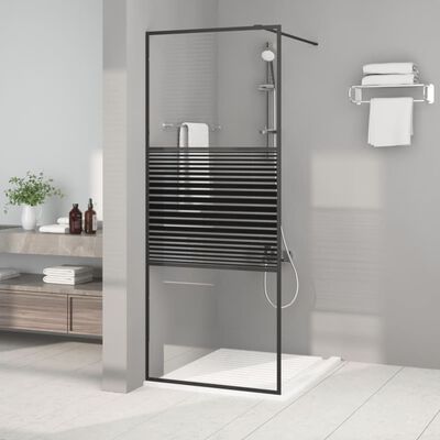 vidaXL fekete átlátszó ESG üveg zuhanyfal 80x195 cm