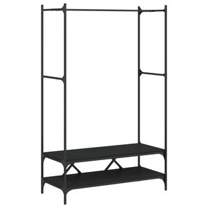 vidaXL fekete szerelt fa ruhatart&oacute; polcokkal