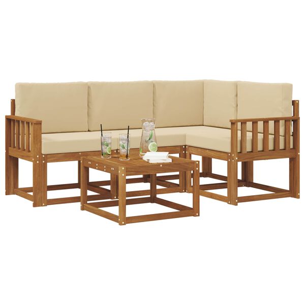 vidaXL K&uuml;lt&eacute;ri kanap&eacute; szett p&aacute;rn&aacute;val 5 pcs Term&eacute;szetes &eacute;s b&eacute;zs