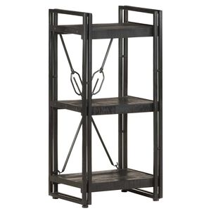 vidaXL 3 szintes fekete t&ouml;m&ouml;r mang&oacute;fa k&ouml;nyvespolc 40 x 30 x 80 cm