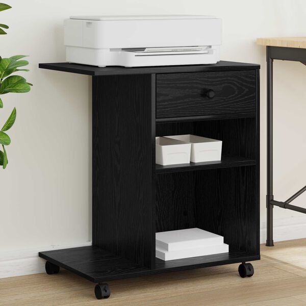 vidaXL Nyomtat&oacute;&aacute;llv&aacute;ny fi&oacute;kkal Fekete t&ouml;lgy 60 x 40 x 68.5 cm Faanyag