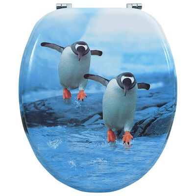 vidaXL pingvinmintás MDF WC-ülőke fedéllel