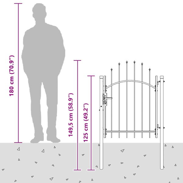 vidaXL Kerti kapu zárral Szürke 100 x 100 cm Acél