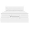 vidaXL tiszta fehér műbőr ottomán ágy matracokkal & LED-ek 140x200cm
