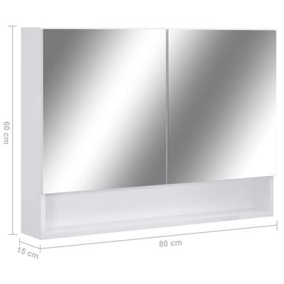 vidaXL fehér MDF tükrös fürdőszobaszekrény 66 x 17 x 63 cm
