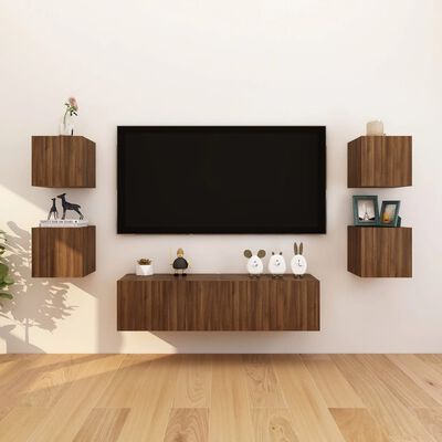 vidaXL 8 db barna tölgyszínű fali TV-szekrény 30,5 x 30 x 30 cm