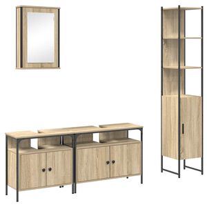 vidaXL F&uuml;rdőszoba b&uacute;tor szett polcokkal 4 pcs Sonoma t&ouml;lgy Faanyag