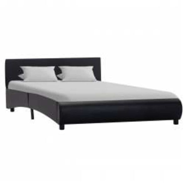 vidaXL fekete műbőr &aacute;gykeret LED cs&iacute;kkal 140 x 200 cm