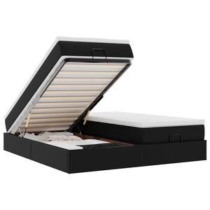 vidaXL Ottom&aacute;n &aacute;gykeret matracokkal Fekete 160x200cm műbőr