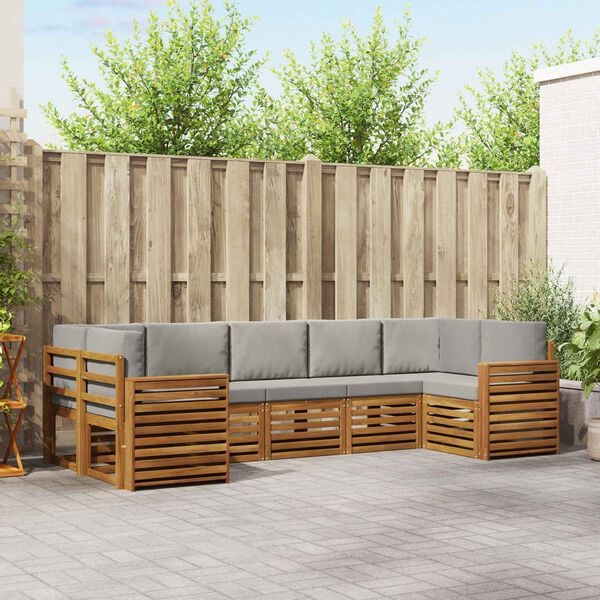 vidaXL Szegment&aacute;lt kanap&eacute; szett 7 pcs Term&eacute;szetes &eacute;s Vil&aacute;gossz&uuml;rke