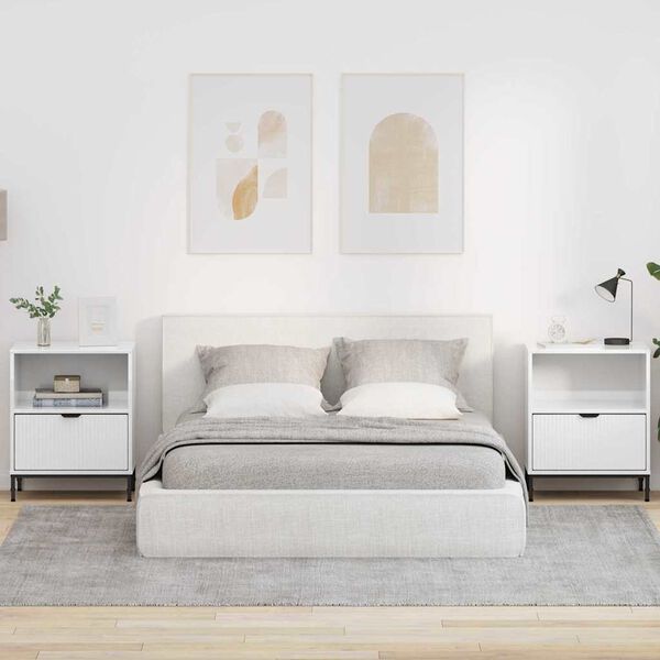 vidaXL &Eacute;jjeliszekr&eacute;ny 2 pcs Magasf&eacute;nyű feh&eacute;r 49 x 36 x 61 cm Faanyag