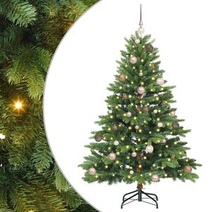vidaXL Mű kar&aacute;csonyfa 150 LED-del &aacute;llv&aacute;nnyal Z&ouml;ld 150 cm PE &eacute;s PVC