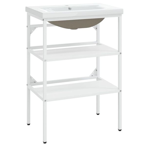 vidaXL fehér vas fürdőszobai mosdókagylóváz beépített mosdóval